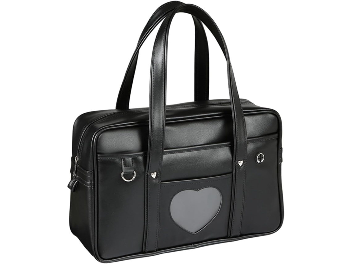 Bolsa Mensageiro Japonesa Grande, Escolar Portátil Em Couro Pu Com Zíper E Orifício Para Fone De