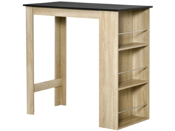 Mesa De Bar, Mesa Alta De Cozinha, Balcão - Dimensões 112 Cm (comprimento) X 57 Cm (largura) X 106 Cm (altura) - 3 Prateleiras - Acabamento Em Carv...