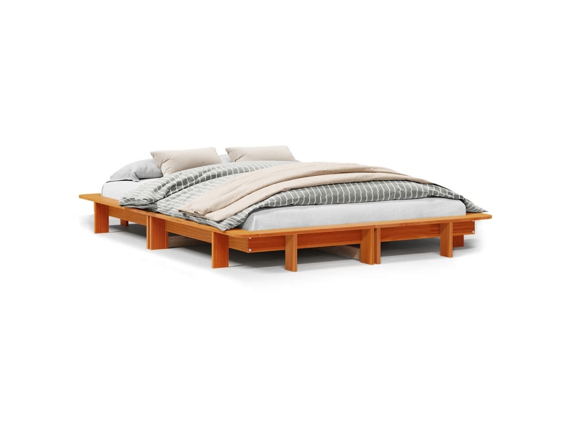 Bed Frame, Bed Frames Vidaxl Marrom Madeira De Pinho (135 X 190 Cm)