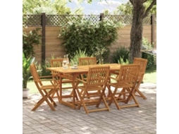 Conjunto 7 Peças De Jantar Para Jardim 180x90x75 Cm Acácia Maciça Dkd Home Decor