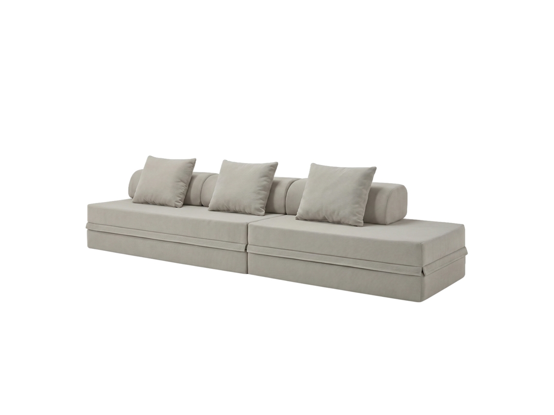 Sofá Modular 3+2 Lugares Convertível Liso Cinza Gelo SKOFFA