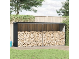 Vidaxl Abrigo Jardim P/arrumação De Troncos Aço 330x84x152cm Antracite