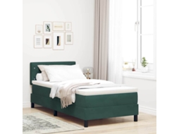 Vidaxl Cama Box Com Colchão Verde Escuro 90 X 200 Cm Veludo
