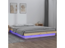 Estrutura De Cama Com Luzes Leds 120x200 Cm Madeira Maciça