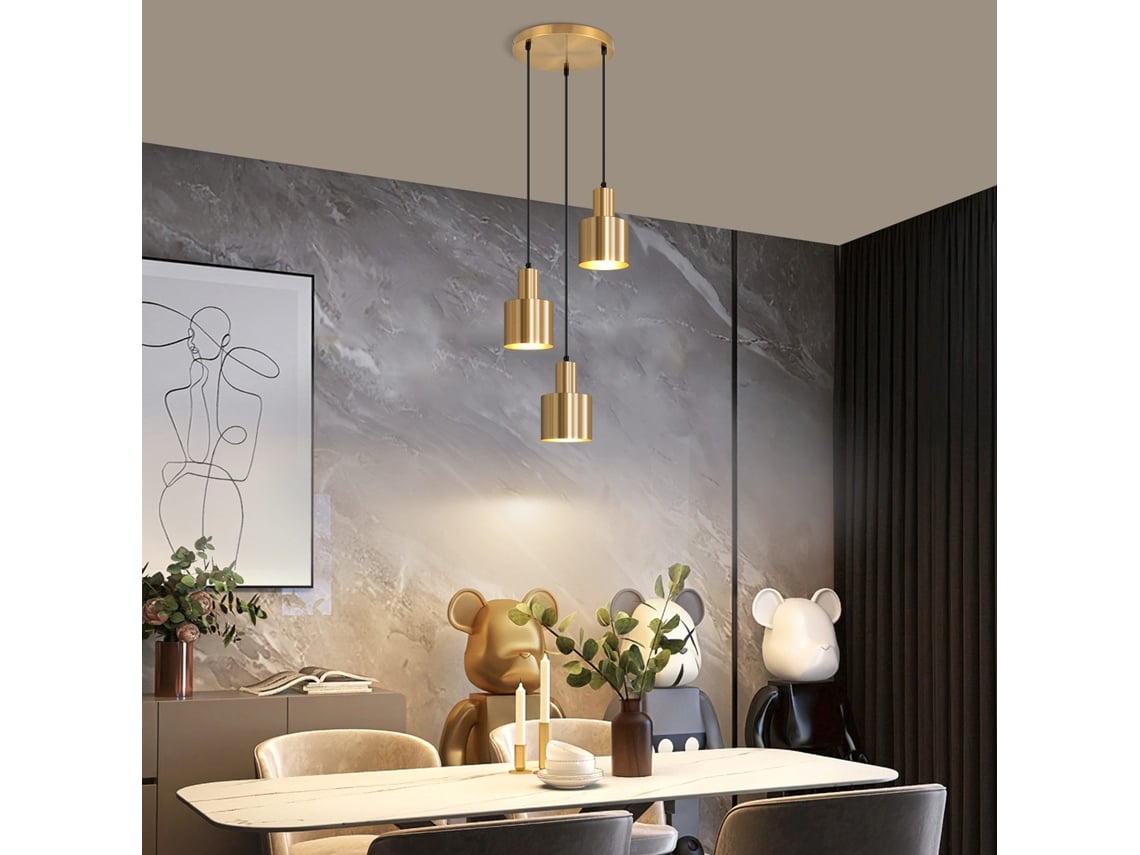 Luminária Pendente Nettlife, Luminária Pendente Vintage Para Mesa De Jantar, 3 Chamas, Design Moderno Redondo E27