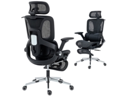 Cadeira Ergonómica com Encosto Reclinável, Apoios de Braço 4d, Cabeceira Ajustável e Suporte Lombar, Preta PROFESIA BOYANG