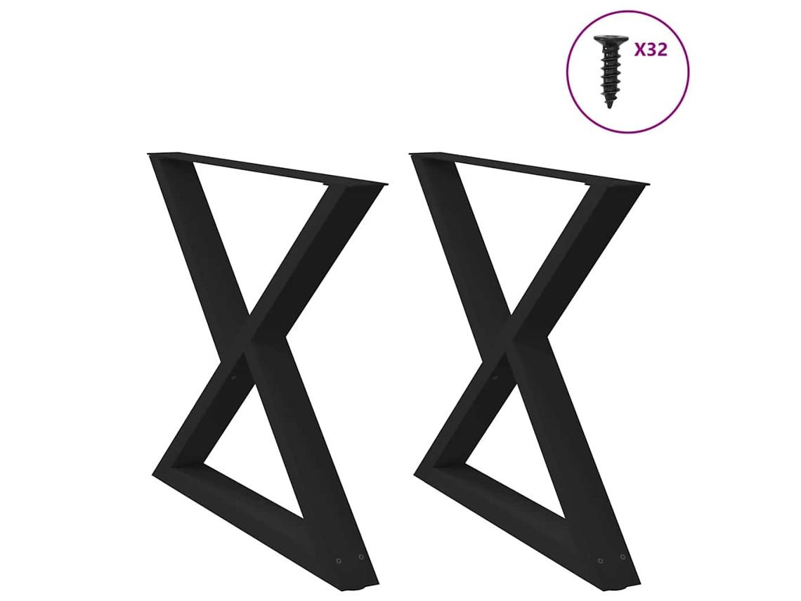 Vidaxl Pés Para Mesa De Jantar 2 Peças Preto 90x(72-73,3) Cm Aço