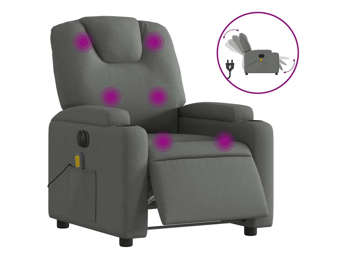 Electric Massage Recliner Chair, Electric Massage Recliner Chairs Vidaxl Cinzeto Tecido
