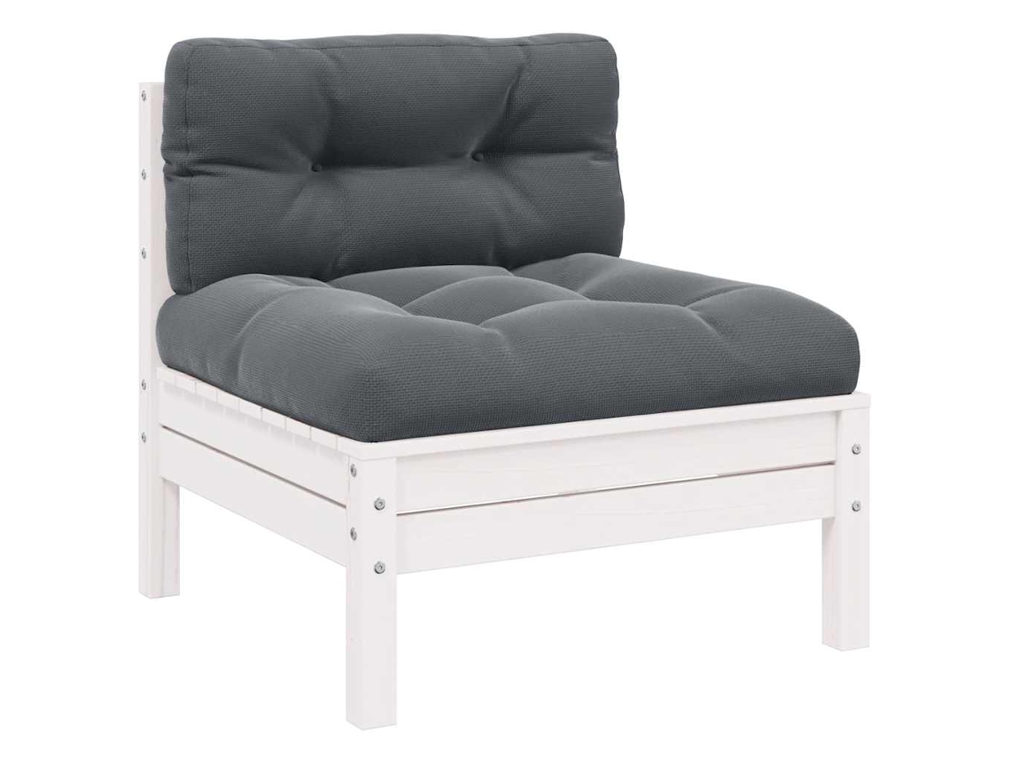 Vidaxl Sofá De Centro Para Jardim C/ Almofadões Pinho Maciço Branco