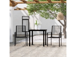 Vidaxl 3 Pcs Conjunto De Jantar Para Jardim Preto