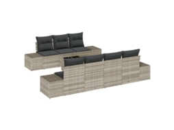 Conjunto 8 Conjunto De Sofá De Jardim Vidaxl Cinzento-claro Vime Pe (239 X 62 X 69 Cm)