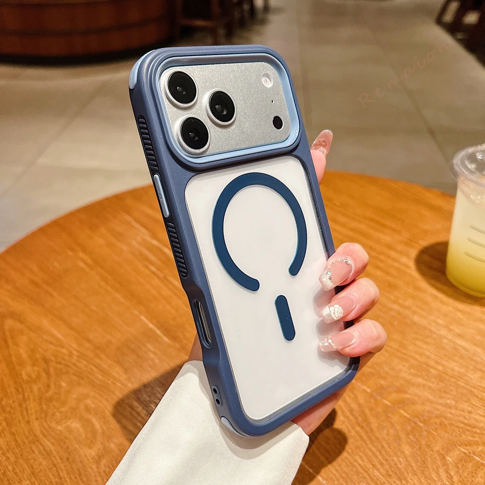Capa Transparente Para Iphone 17 Pro (azul), Compatível Com Carregamento Sem Fio E Resistente A Impactos.