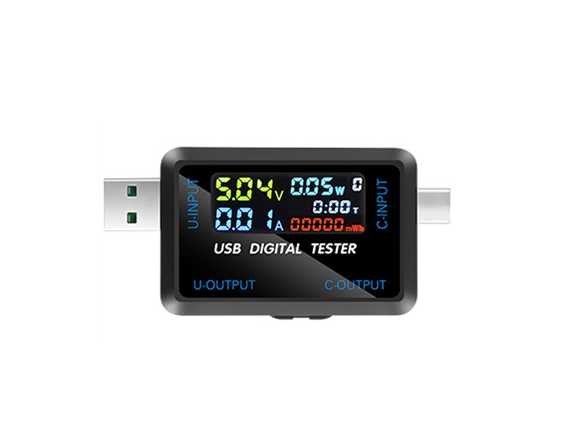 Yuru medidor de Tensão Corrente Usb Digital Ips com Armazenamento 9 Grupos Teste Capacidade Potência Aplicativos Elétricos