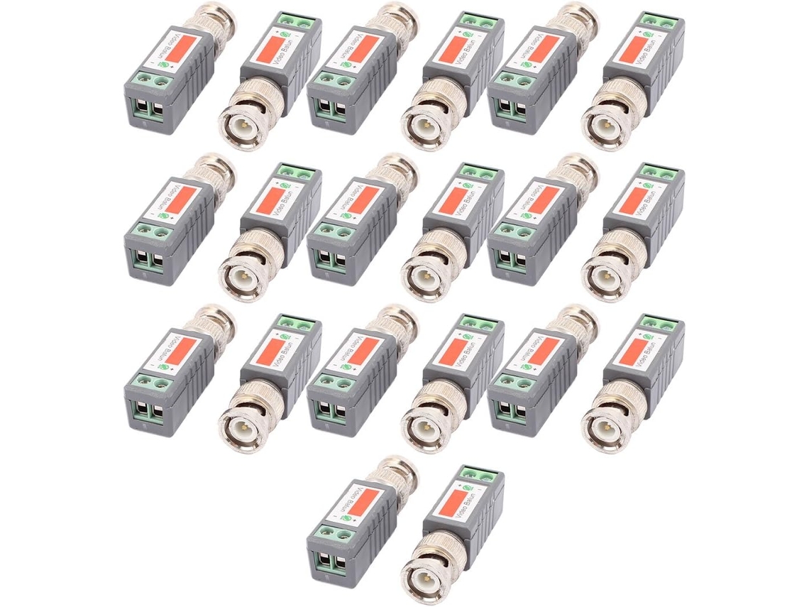 10 Pares de Transmissores Passivos 1 Canal, Transceptores Vídeo Hd com Balun e Adaptador Bnc, CHABERLU