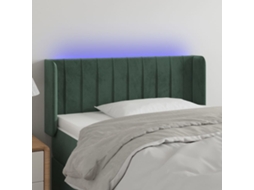 Cabeceira Cama C/ Luzes Led Veludo 93x16x78/88 Cm Verde-escuro