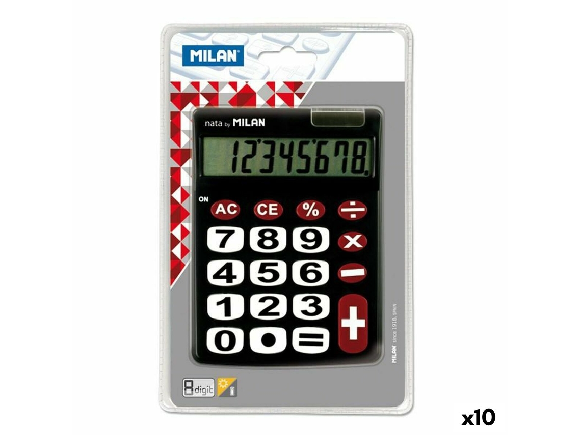 Calculadora Milan Dual Preto 14,5 X 10,6 X 2,1 Cm (10 Unidades)