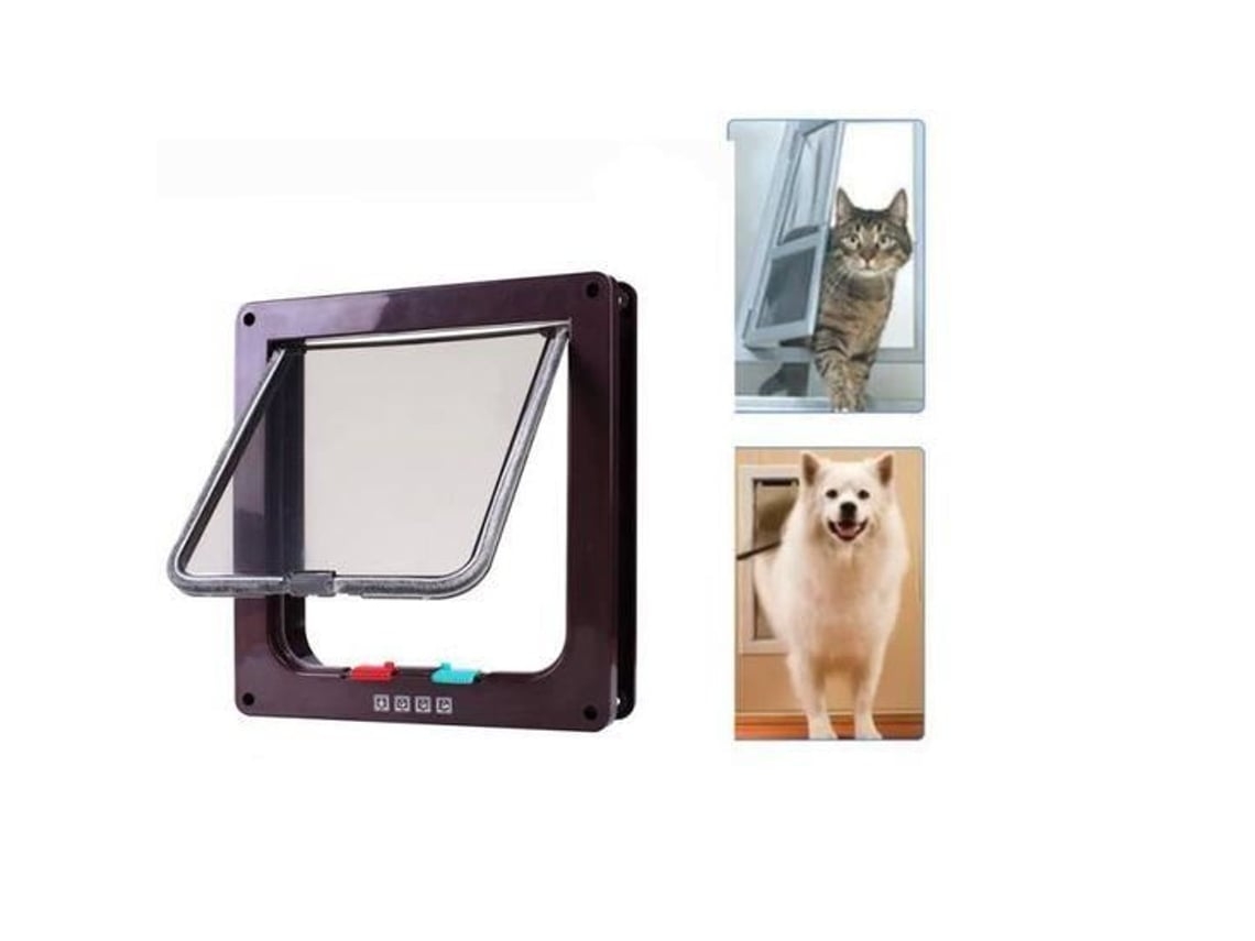Gato Flap Dog Cat Porta Segurança Com Fechadura Abs Animal 4 Modos 20 * 19 * 5 5 Cm -marrom Xuni2374*