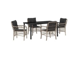 Maison Exclusive - Conjunto De Jantar Para Jardim 5 Pcs Cinzento-claro Vime Pe