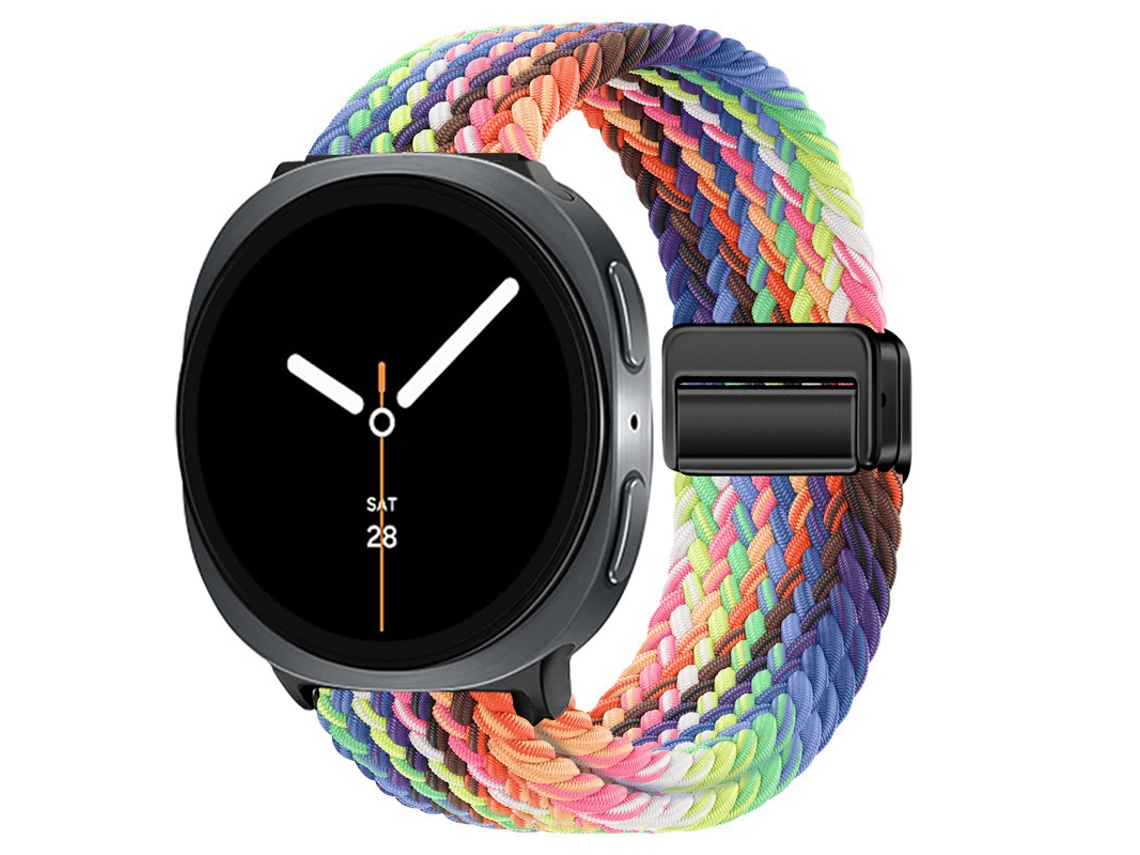 Pulseira Esportiva Elástica De Nylon Trançado Com Fecho Magnético E Estampa Arco Íris Para Samsung Galaxy Watch8 Classic