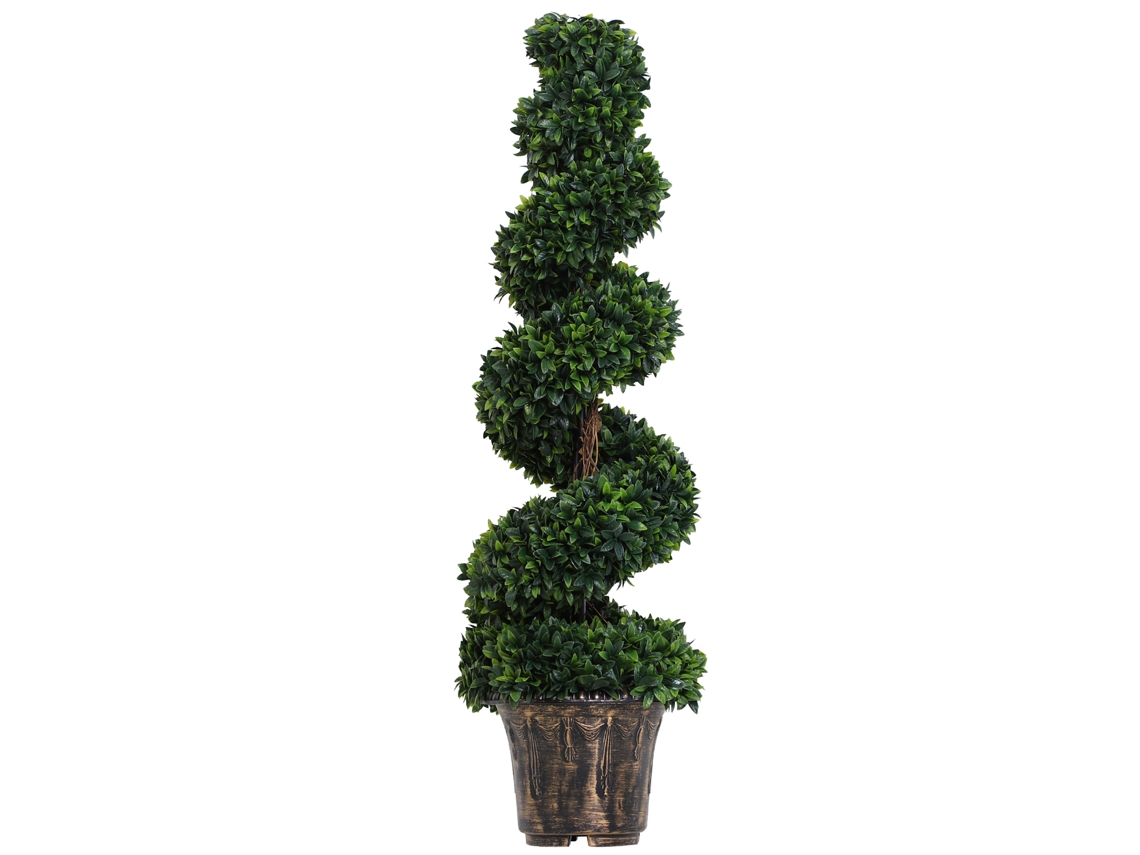 Planta Artificial Buxo Espiral Verde 120cm C/ Vaso.