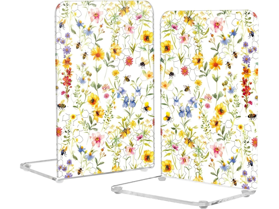 Suporte Para Livros Em Acrílico Aquarelado Branco Escritório E Casa, Suporte Transparente Com Almofadas Antiderrapantes