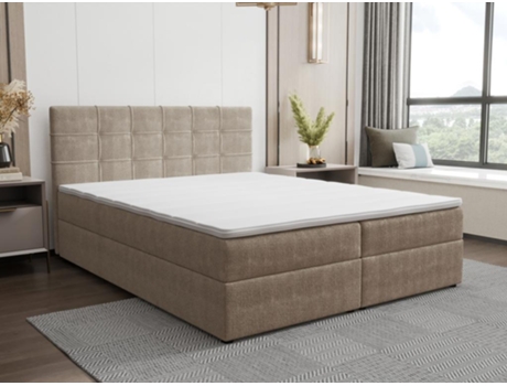 Cama com Cabeceira Capitoné Canapés Abatibles Sobrecolchón Topo YSMÉE Tecido (180x200cm)