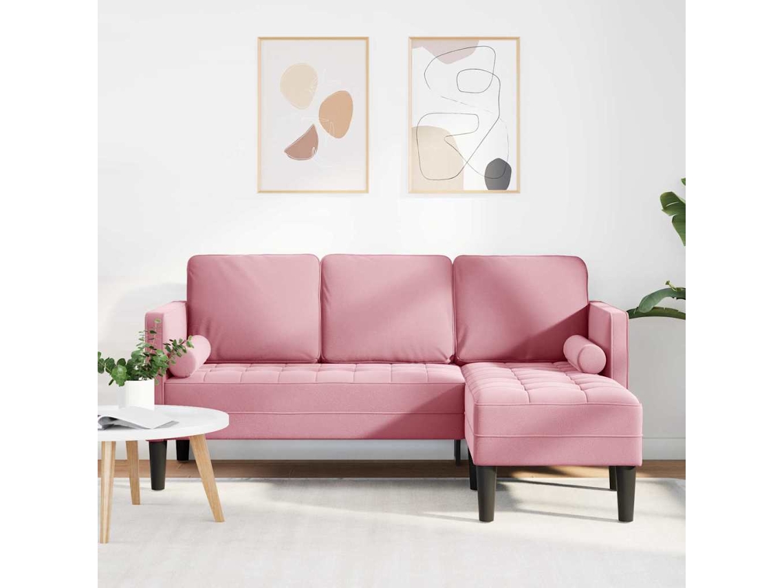Vidaxl Conjunto de Sofás com Almofada Rosa Poliéster