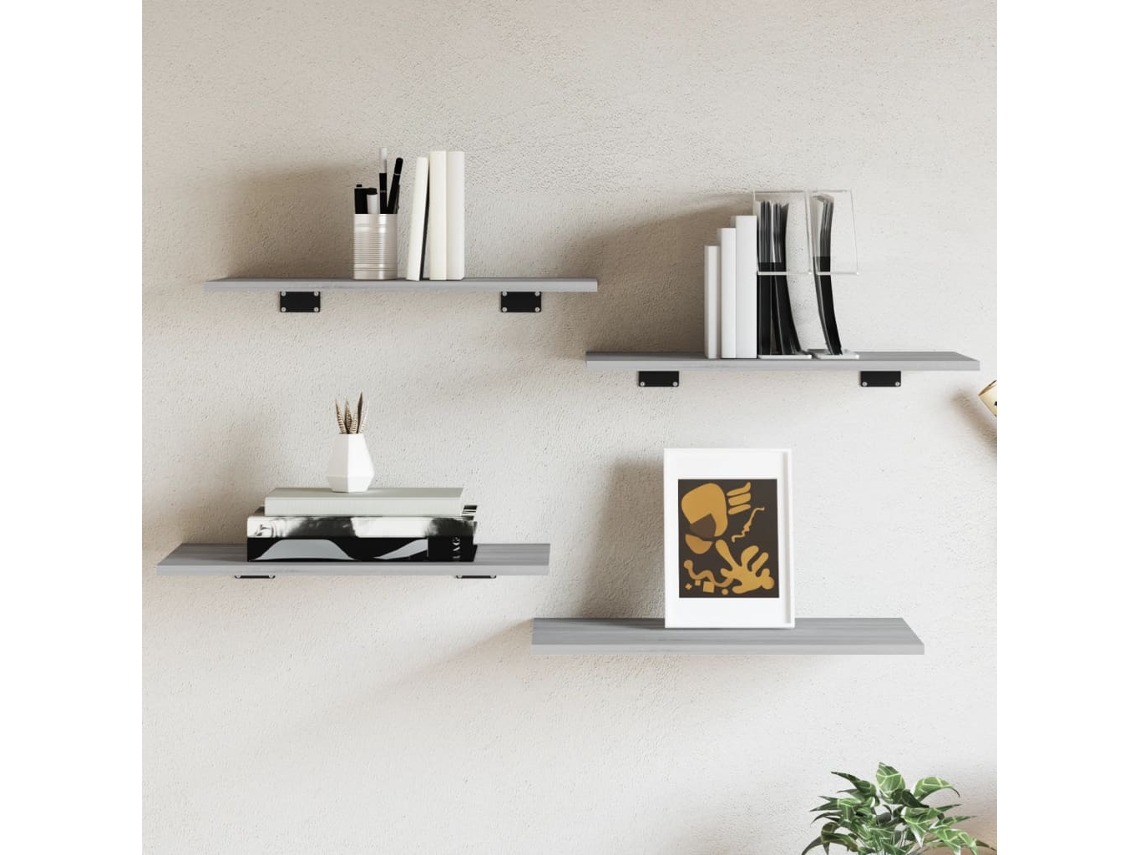 Vidaxl Prateleiras De Parede 4pcs Derivados De Madeira Cinzento Sonoma