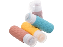 Conjunto De 4 Frascos De Viagem De Silicone Recarregáveis Para Shampoo E Loção