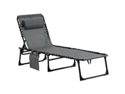 Conjunto de 2 Espreguiçadeiras Outsunny com Mesa de Vidro e Apoios de Braço