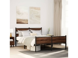 Vidaxl Estrutura Cama S/ Colchão Derivados Madeira Carvalho Castanho