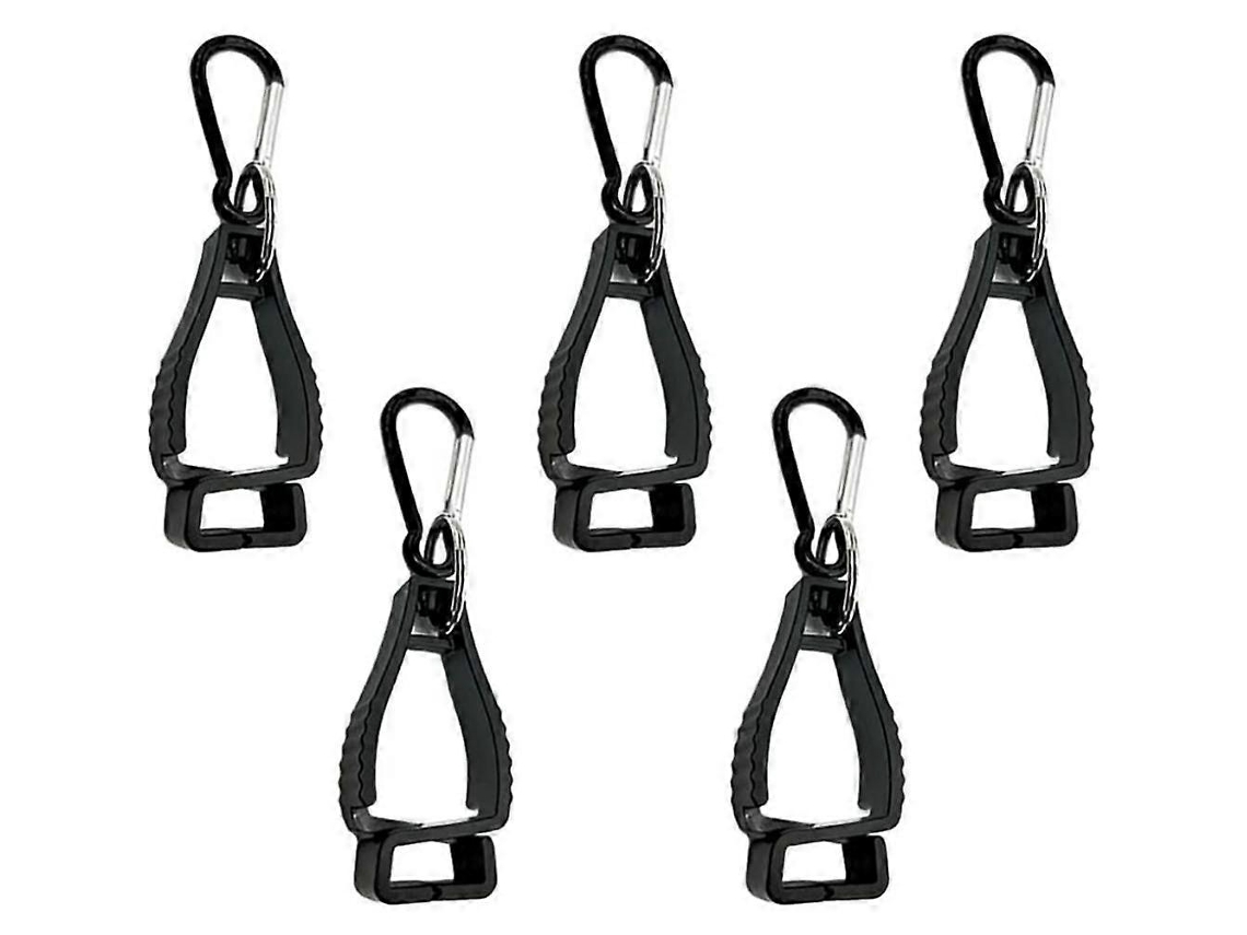 Pacote de 5 Porta Luvas com Mosquetão e Anel de Chave Preto para Trabalho, Seguro para Luvas, Toalhas e Óculos