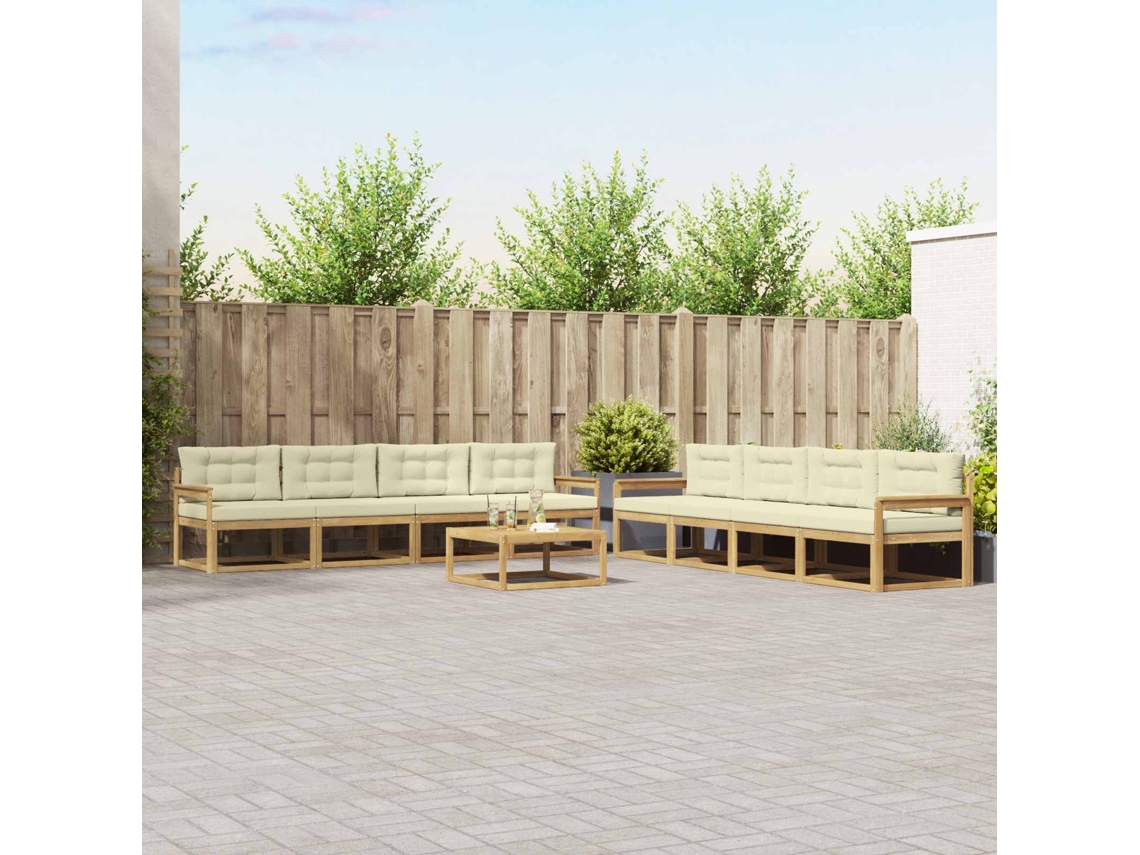 Vidaxl Conjunto De Sofás Para Exterior 9 Unid. Branco E Creme