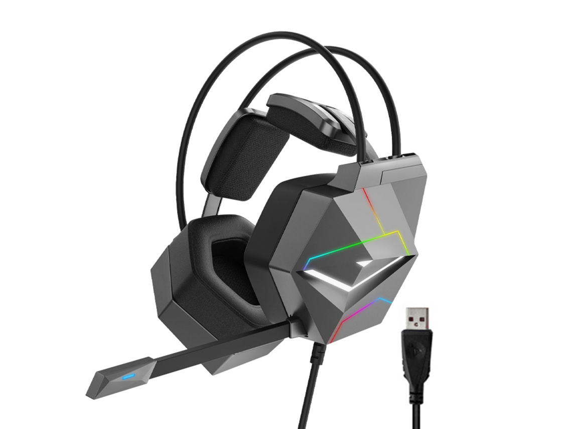 Fone de ouvido para jogos com iluminação RGB e cancelamento de ruído EOOCOO
