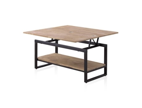 Mesa de centro elevable extensible Rens, duehome, 90 cm (ancho), Roble - Negro, Roble - Blanco, Roble Honey - Negro