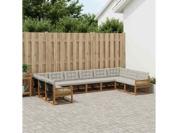 Vidaxl Conjunto De Sofás Para Exterior 10 Pcs Natural E Cinzento-claro