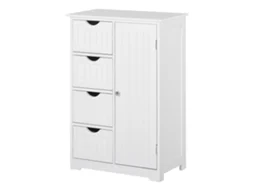 Armário Casa De Banho Móvel Auxiliar Organizador Moderno De Madeira Com 1 E Gavetas 56x30x83 Cm Branco