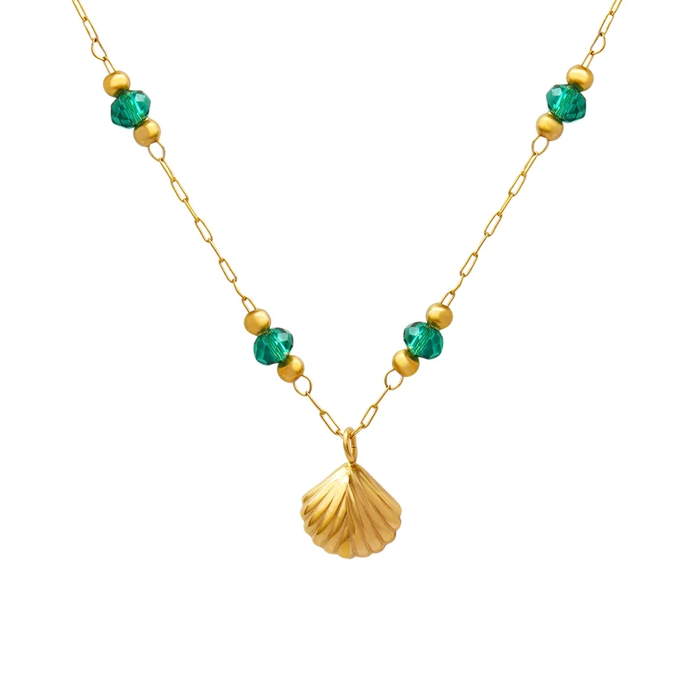 Colar Feminino Com Cristais Verdes Para Primavera/verão