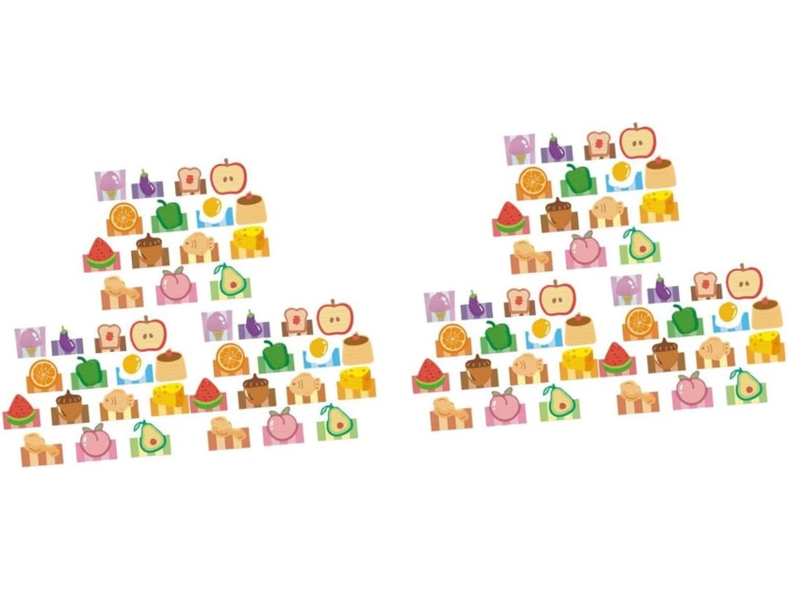 Conjunto de notas adesivas com alimentos na parte superior, material escolar fofo, livro de refeições