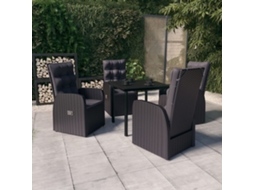Pcs Conjunto De Jantar P/ Jardim C/ Almofadões Preto Dkd Home Decor