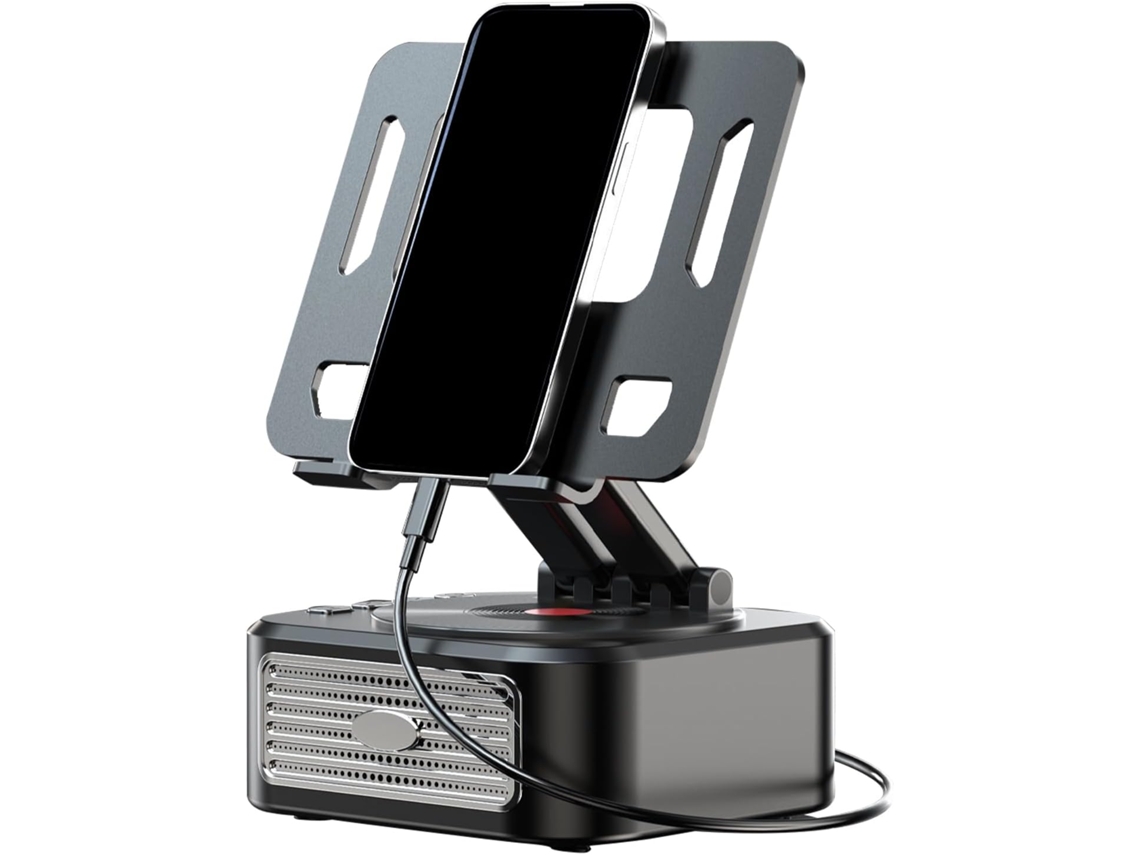 Suporte Para Celular Com Design Moderno – Ângulo De Visão Ajustável, Sistema De Alto Falantes Integrado, Base Estável