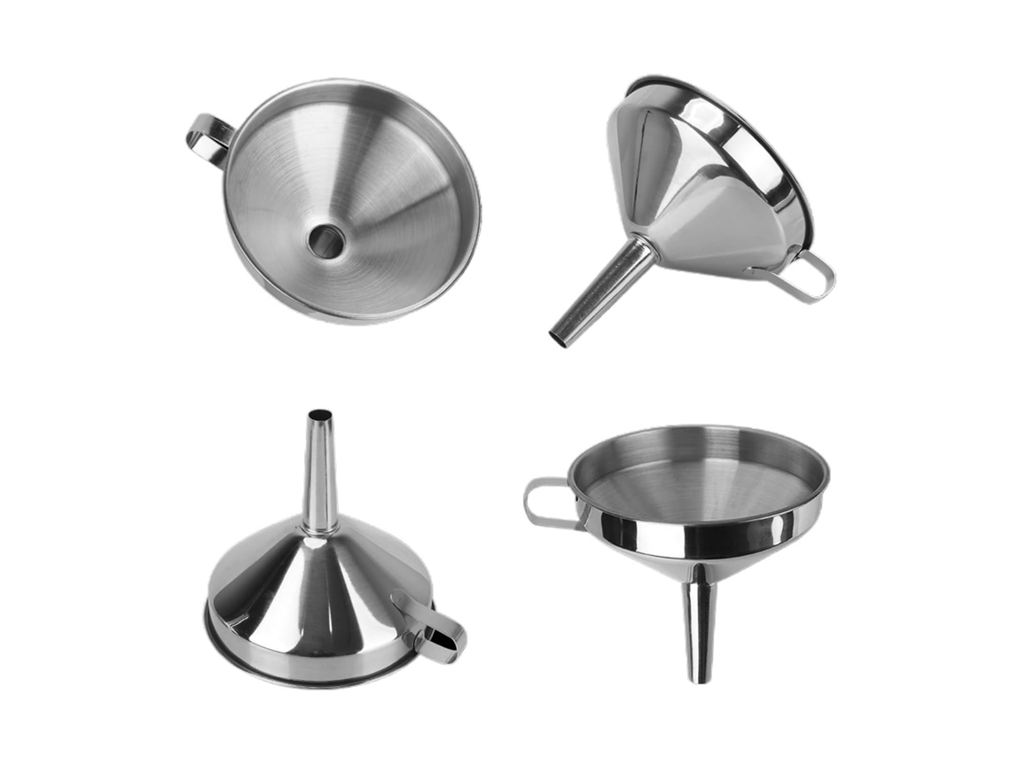 Funil De Metal Em Aço Inoxidável, Funil De Filtro Destacável Com Haste Larga Em Aço Inoxidável Para Vinho, Cerveja, Óleo