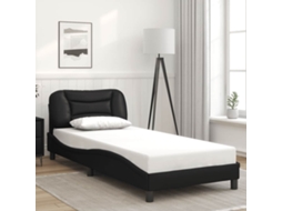 Vidaxl Estrutura De Cama Sem Colchão Hvar 90x190 Cm Couro Artificial Preto