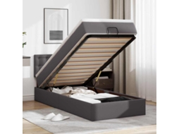 Vidaxl Cama Otomana com Colchão 90x200 Cm Couro Artificial Cinzento