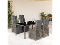 Conjunto 5 Peças Bistrô De Jardim C/ Almofadões Vime Pe Cinza Dkd Home Decor