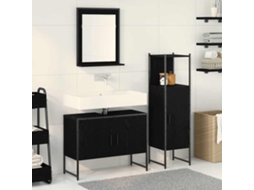 Vidaxl Conjunto De Móveis Para Banheiro 3 Pcs Preto Madeira Processada