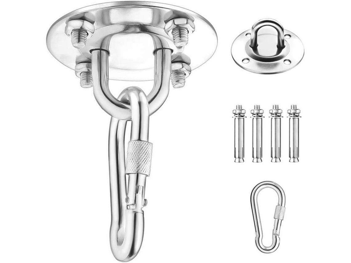 Gancho De Techo De Acero Inoxidable Para Hamacas, Sillas Colgantes Y Bolsas De Boxeo Con Tornillos Y Mosquetón