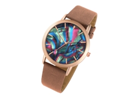 Relógio Casual Unisex de Quartzo com Pulseira Pu Estilo Moderno Presente (preto+marrom)