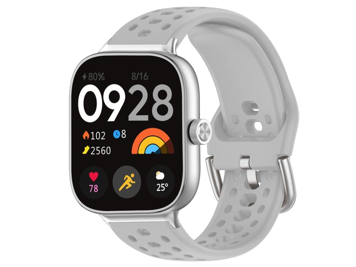 Bracelete para Redmi Watch 6 / 5 / 4 XIAOMOYU em Silicone Esportivo com Fivela Prateada Cinza