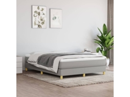 Cama com molas/colchão 140x200 cm tecido cinzento-claro
